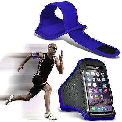 Quality Sports Armband  Gym Running Workout Belt Strap Phone Case Cover✔Blue • £6.95