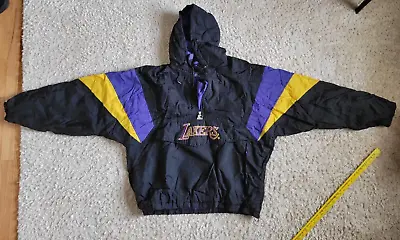 Vintage Los Angeles Lakers Starter Pullover Puffer Jacket Xl Parka • $50