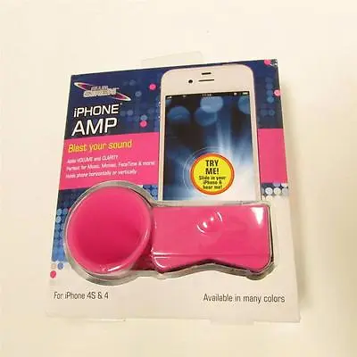 IPhone 4/4S AMP Club Siren Stand Boost Speaker Volume Clarity Silicone Hot Pink • £3.49