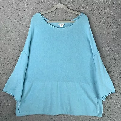 J Jill Sweater Womens Large Aqua Blue Cashmere Blend Pure Jill Kimono Coastal • $24.99