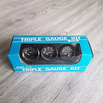 2  52mm Triple Gauge Oil Pressure Gauge Water Temp Gauge Volt Gauge With Sensor • $25.99