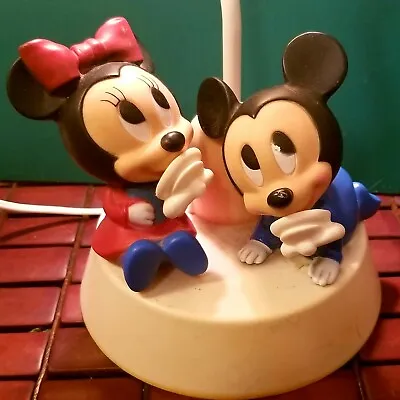Vintage 1970s Disney Mickey & Minnie Mouse Nursery Table Lamp W/ Night Light • $26