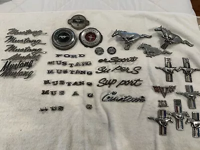 VINTAGE 60’s ANTIQUE Ford MUSTANG Fender Emblems Ornament Gas Cap LOT-PONY Logo • $250