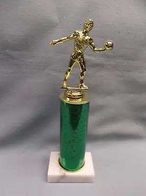 Beach VOLLEYBALL Trophy Male Award Green Column White Marble Base • $4.99