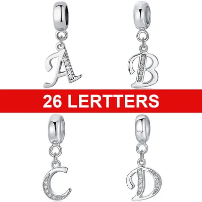 £4.89 • Buy Alphabet Letter Pendant Charm Genuine 925 Sterling Silver Gift - Initials A - Z