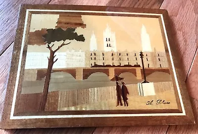 Vintage Marquetry Wood Inlay Artwork Picture Antonio Salzano Artist London Scene • $35