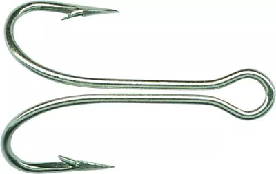 25 Mustad Double Loose Fish Hooks 7826 Size 1/0 Nickel Finish • $15.37