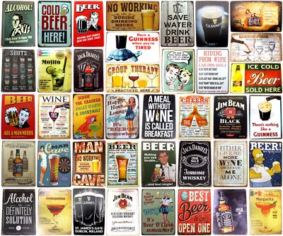 £5.85 • Buy Tin Metal Sign Alcohol Drinks Bar Pub Vintage Retro Wall Club Tavern 20x30 Cm