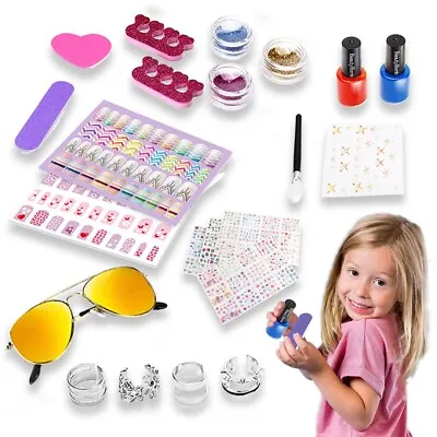 Kids Beauty Set Nail Sticker Art & Craft Nail Polish Glitter Girls Nail Varnish • £15.49