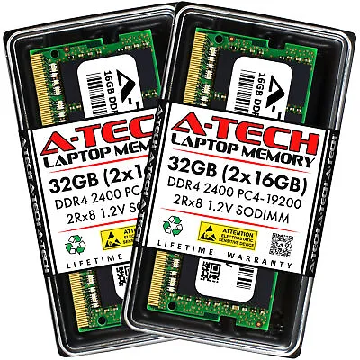 A-Tech 32GB 2 X 16GB PC4-19200 Laptop SODIMM DDR4 2400 MHz 2Rx8 Memory RAM 32G • $59.99