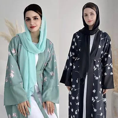 Abaya Dubai Women Open Long Dress Print Kimono Muslim Cardigan Robe Party Gown • £33.59