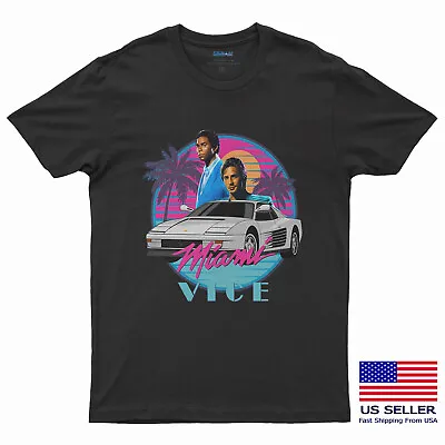 Miami Vice Classic Logo Police TV Show Classic Retro 80's Don Johnson T-Shirt • $15.88