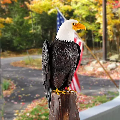 Bald Eagle Outdoor Metal Yard Art Statue And Sculpture For Garden Lawn Patio • $77.99