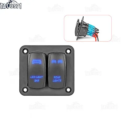 2 Gang Toggle Rocker Switch Panel Blue LED Light For Car Marine Boat Waterproof • $13.25