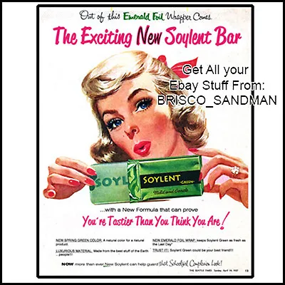 Fridge Fun Refrigerator Magnet SOYLENT GREEN MOVIE Spoof Ad Classic 70s Retro • $5