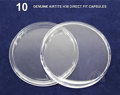 10 GENUINE Airtite Coin Capsule Holders For 39mm Diameter 1oz Silver Rounds H39 • $12.95