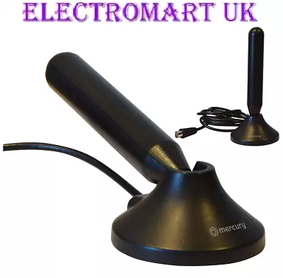 Uhf Portable Hd Tv Antenna Digital Freeview Aerial Magnetic Base Motorhome • £12.90