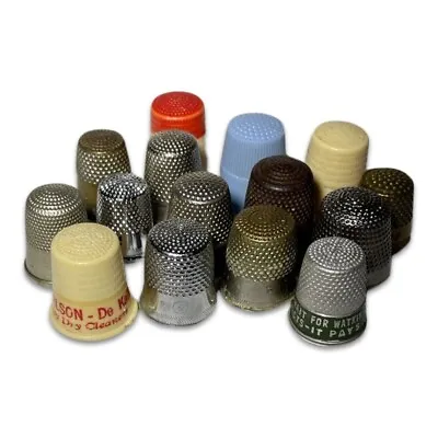 Vintage Metal Plastic Sewing Thimbles Lot Japan Germany Advertising X15 • $9.79