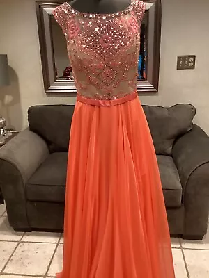 NWT Sherri Hill 11332 PROM Pageant Gala A-Line Coral/Nude Size 16 • $199