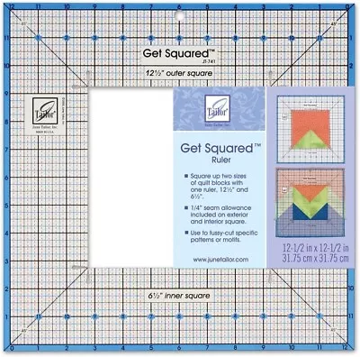 June Tailor Get Squared Quilters Template Ruler 12.5  Outer & 6.5  Inner JT-741 • £25.99