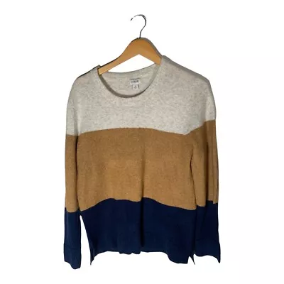 J.Crew M Knit Sweater Striped Color Block Wool Blend Medium Pullover Crew Neck • $22