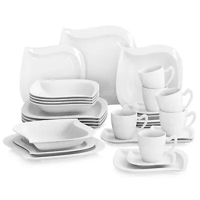 $37.04 • Buy MALACASA, Series Elvira Porcelain Dinnerware Set White Tableware Service For 6