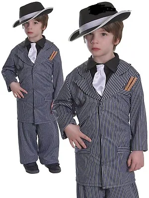 £16.49 • Buy Boys Gangster Costume Child 1920's Mafia Bugsy Malone Fancy Dress Gangsta Outfit