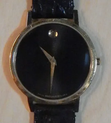 Black & Gold Movado Museum Watch Leather Band With Original Box And Papers • $75