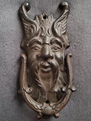$46.75 • Buy Cast Iron Door Knocker Gothic Greenman Face Pagan Plaque Gargoyle Witchy Goth