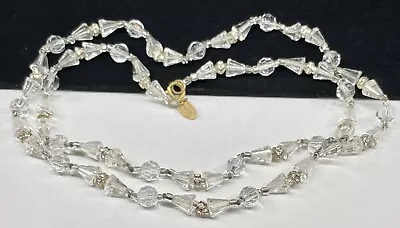 Miriam Haskell Signed Necklace Rare Vintage 30  Gilt Glass R/S Single Strand A49 • $150