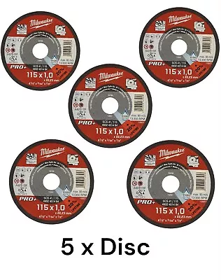 5 X Milwaukee 4932451484 Pro 1mm Thin Metal Cutting Disc - 115mm SCS PRO+ • £7.99