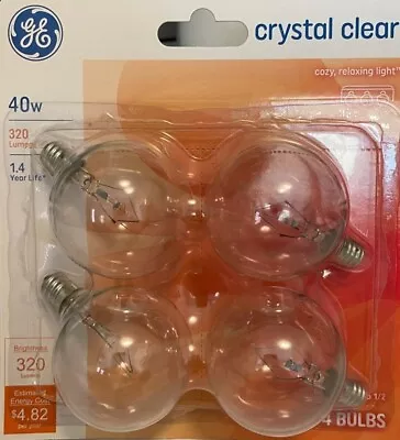 4 GE 40-Watt G16.5 Crystal Clear Globe Lights W/Candelabra Base - 320 Lumens • $14.99