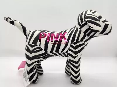 Victoria's Secret Pink Line Dog Zebra Print Blk/WHT Stuffed Plush • $13.99