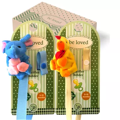 Pack Of Two Zodiac Animal Pacifier Holders With Magnets Elephant&Cock- Gift Box • $29.99