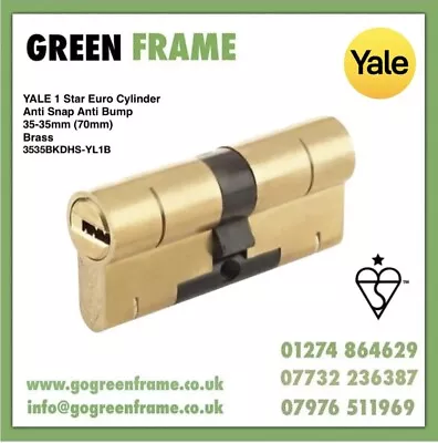 YALE Superior 1 Star Euro Cylinders Anti Snap/Bump 35/35 (70mm)  3535BKDHS-YL1B • $17.43