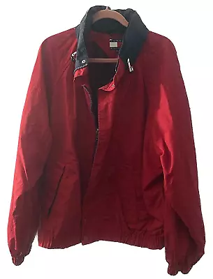 Tommy Hilfiger Rain Jacket Men's XL Red And Navy Blue Nylon Vintage 1990s • $35