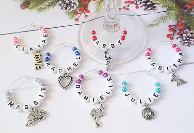 £1.35 • Buy Personalised Name Wine Glass Charms - Choice Of 47 Charms - Hen Party - Wedding