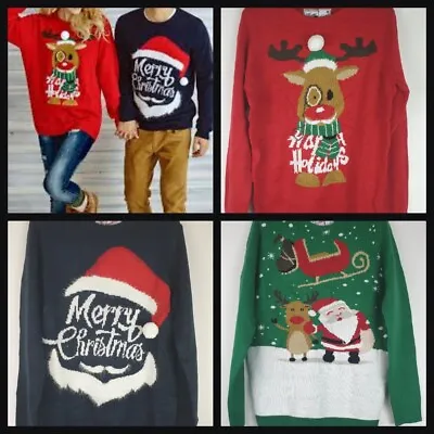£4.79 • Buy New Unisex Women Men Christmas Xmas Santa Red Green Blue Jumper Sweater  XS-XL 