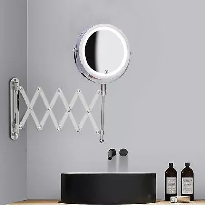Wall Mounted 2 Sided Extendable Magnifying Makeup Bathroom Swivel Beauty Mirror • £17.95
