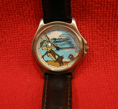 $79 • Buy Fossil Disney Wile E. Coyote Watch Working New Battery Rare