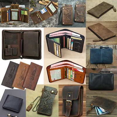 Men's Leather Tri-fold ID Card Holder Purse Wallet Billfold Handbag Slim Clutch • $20.99