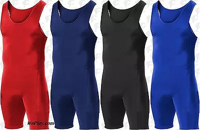 Alleson Heavyweight Adult Mens Wrestling Singlet Red Navy Royal Black 250W1A • $24.99