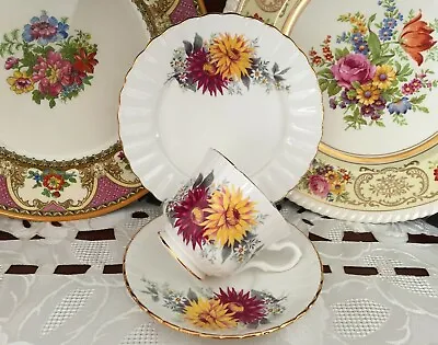 Vintage Salisbury Bone China Made In England Floral Pattern Trio C1946+ • $35