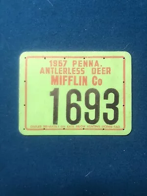 1957 Mifflin County Pennsylvania County Antlerless Hunting License • $25