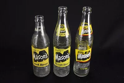 3 Vtg 1960s 1970s Mason's Root Beer Soda Pop Bottles Chicago Ft Lauderdale • $39.95