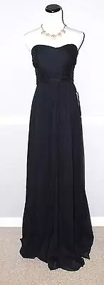 J.Crew Arabelle Long Strapless Dress Gown Silk Chiffon #41367 Navy 8 $365 NEW • $71.20