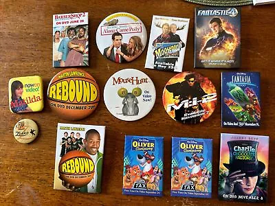 Lot Of Mostly Vintage Movie Button Pins Advertising Promotional • $5.99