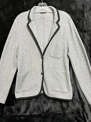 Vince Camuto Womens Gray Sweater Blazer W/Black Trim & Front Pockets Sz Large • $24
