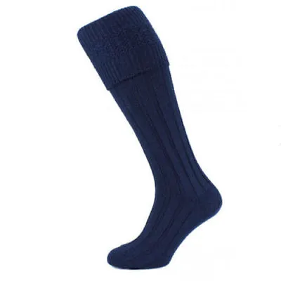 Scottish Wool Blend Kilt Hose Socks For Men's Blue Color • $13.49