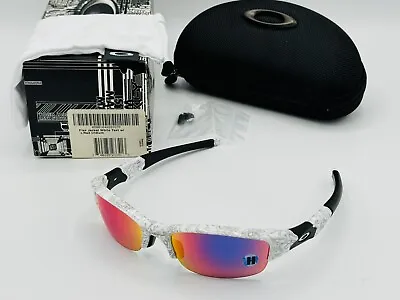 New Oakley Flak Jacket Sunglasses White Text Frame W/ Positive Red Iridium Lens  • $179.99